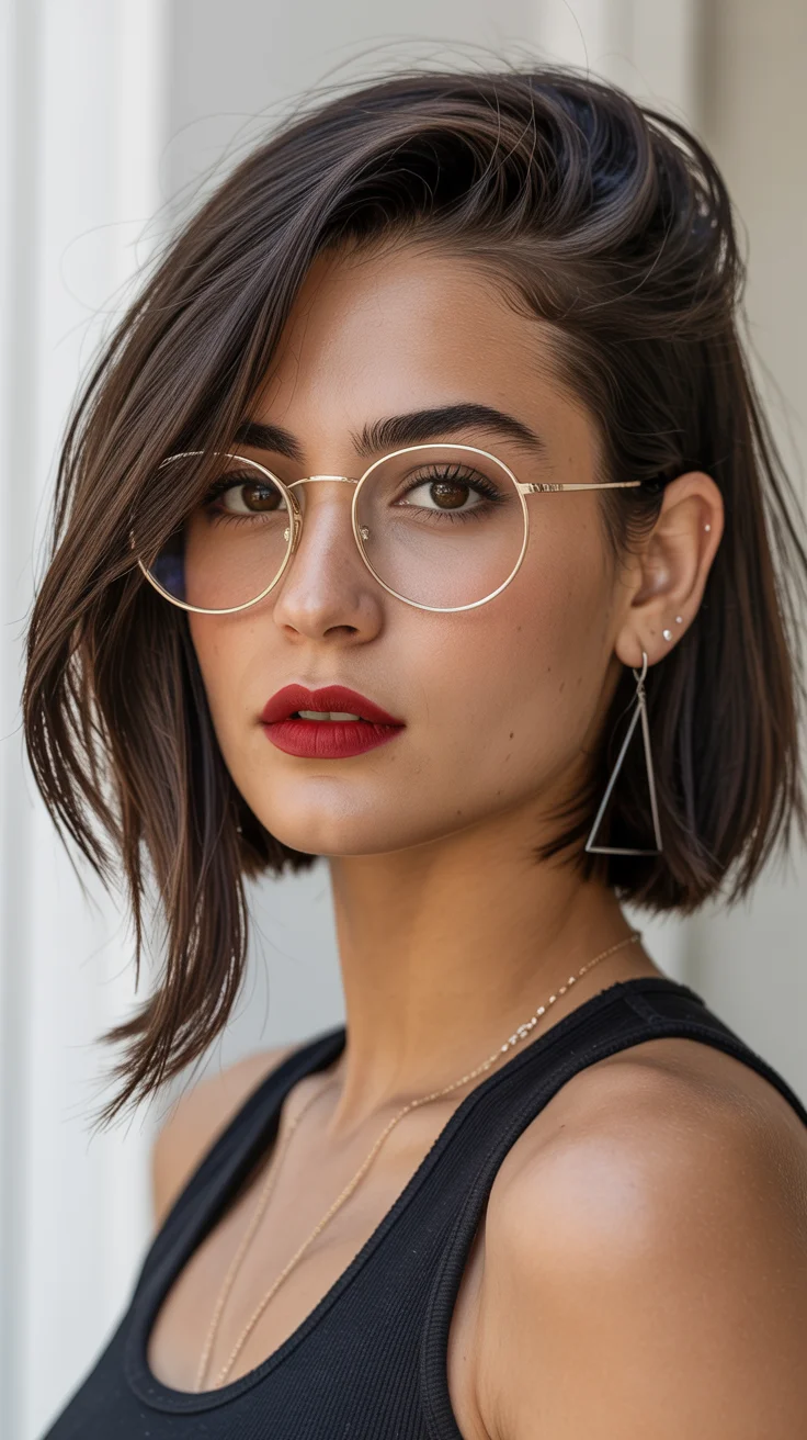 summer short haircut ideas 2026 Asymmetrical Textured Bob with Intellectual Cool