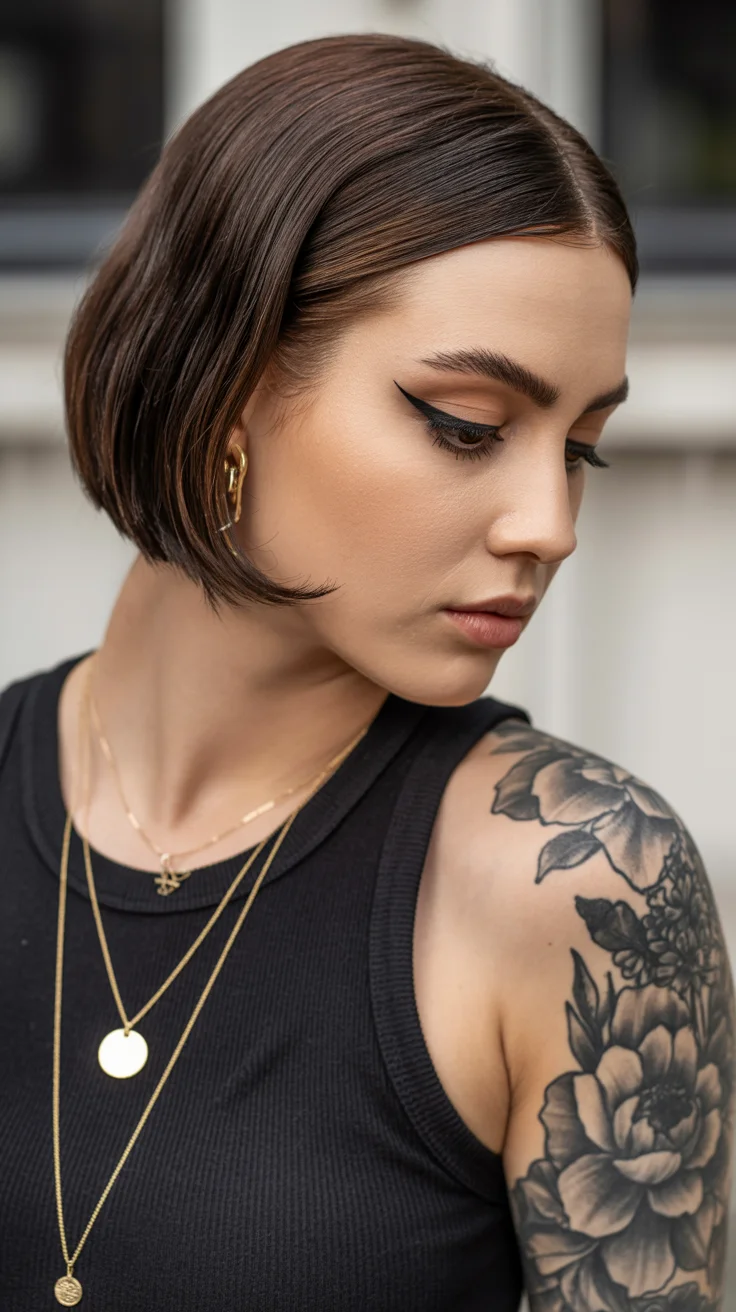 summer short haircut ideas 2026 Sleek Micro Bob with Precision Parting