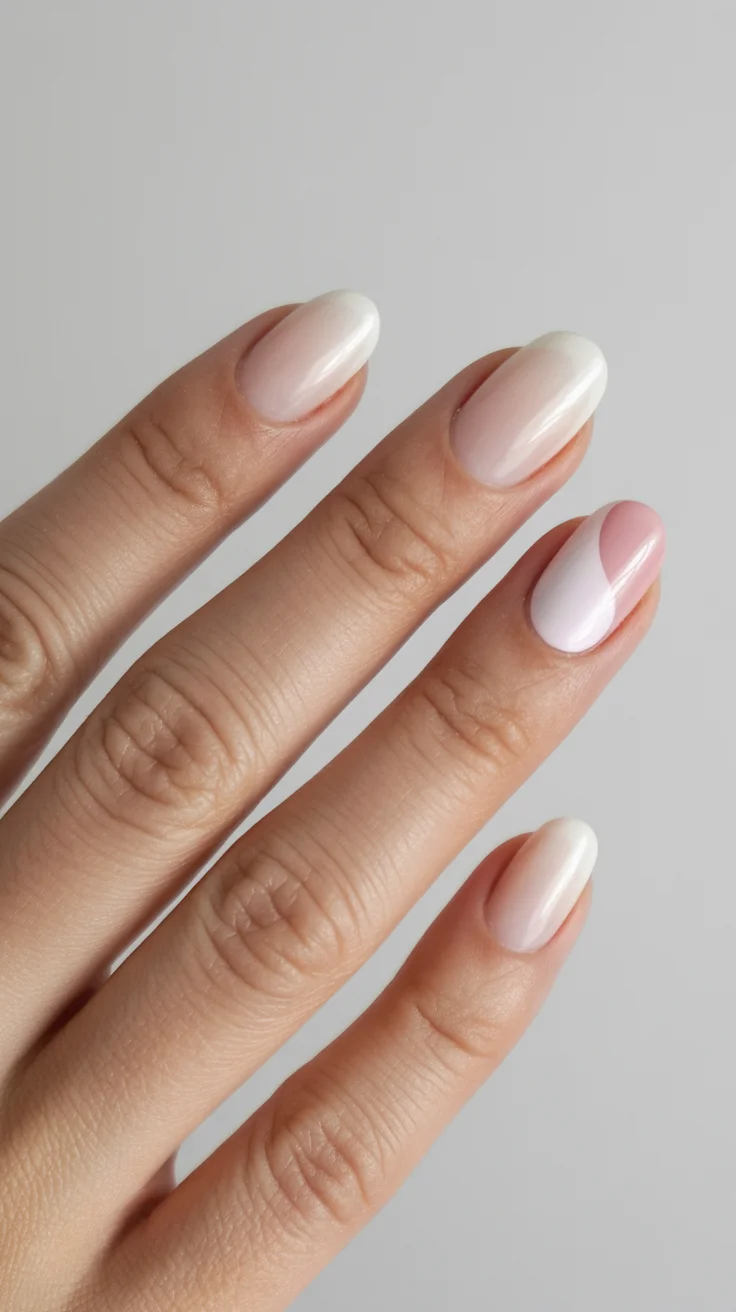 summer short nail inspo 2026 Soft Milky Neutrals with Modern Color Blocking