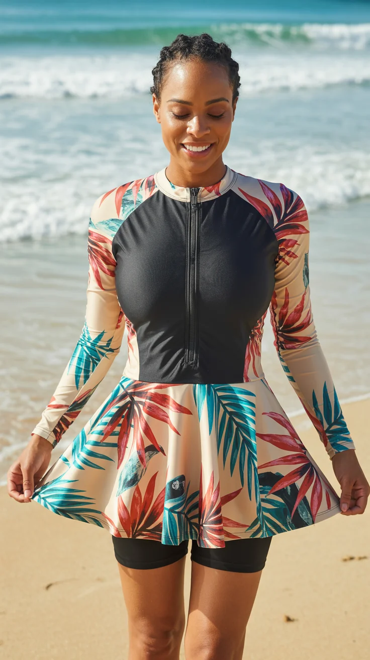 swimsuit with shorts 2026 Tropical Sport Dresses That Redefine Coverage