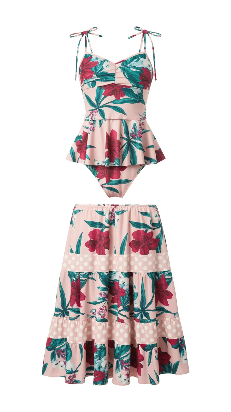 swimsuit with skirt 2026 Romantic Florals and Playful Volume