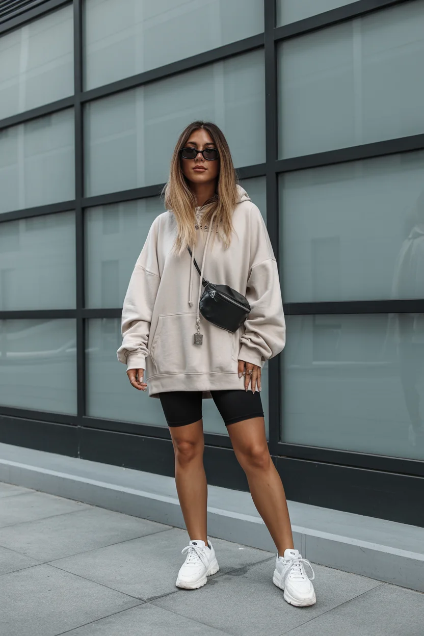 biker shorts outfits summer 2026 Cozy Oversized Layers for Cooler Summer Moments