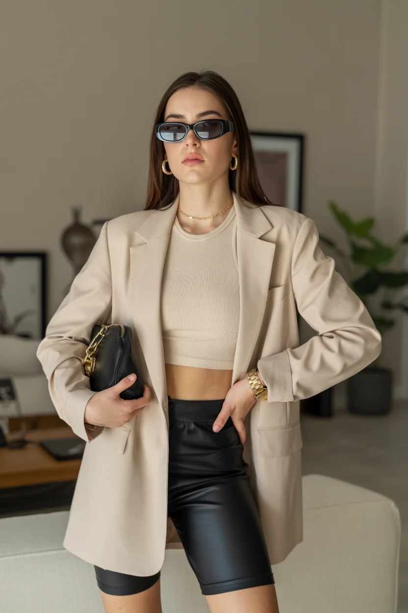 biker shorts outfits summer 2026 Polished Neutrals with a Luxe Finish