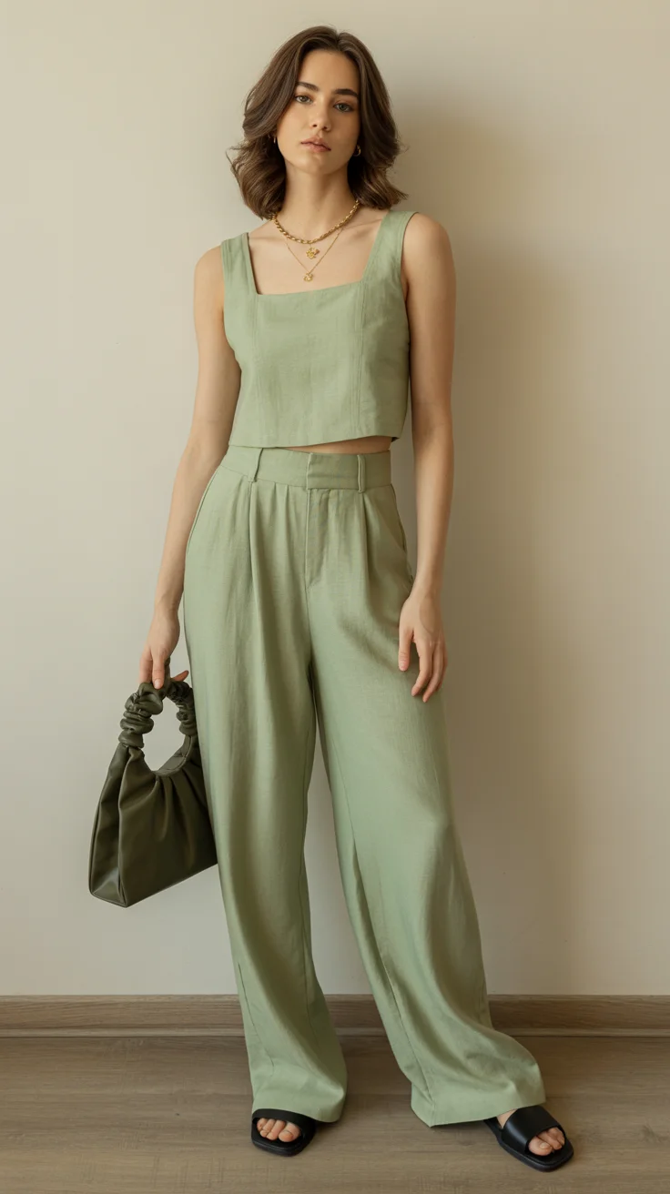 casual summer outfits for women 2026 Soft Green Sets That Feel Fresh and Modern