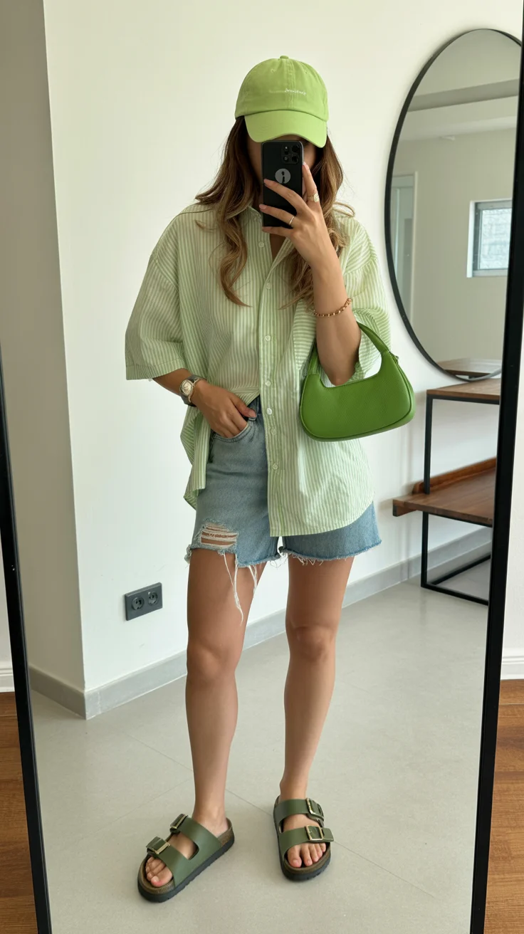 casual summer outfits for women 2026 Sporty Green Layers That Feel Fresh Right Now