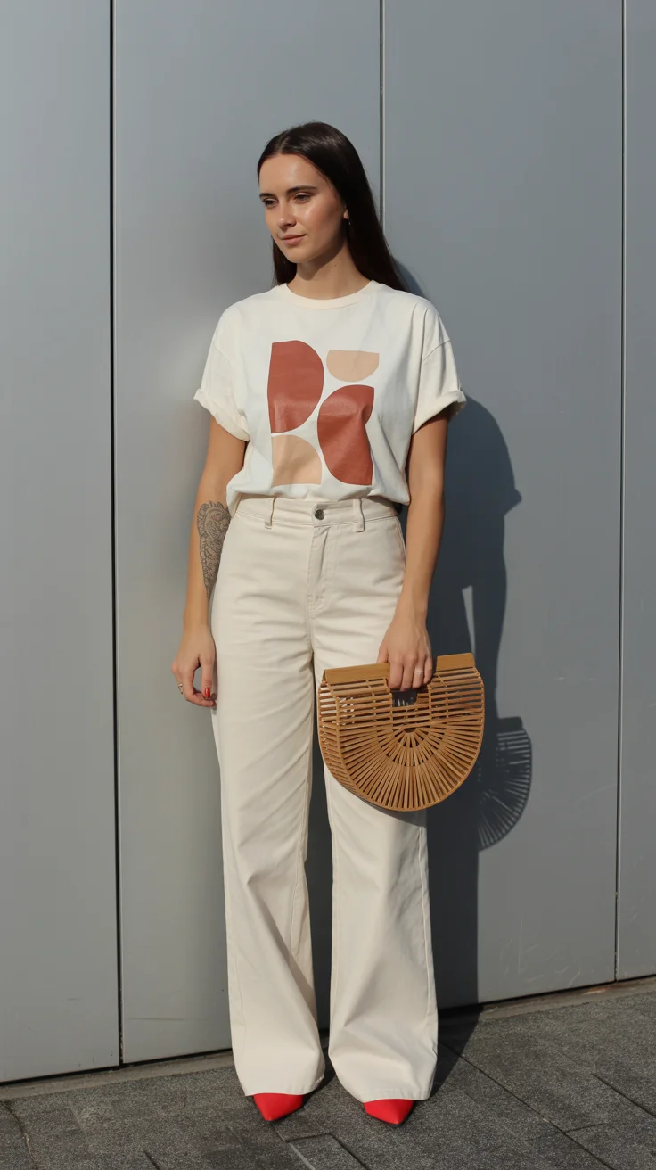 casual summer t-shirt outfit for women 2026 Minimal Neutrals with a Quiet Statement