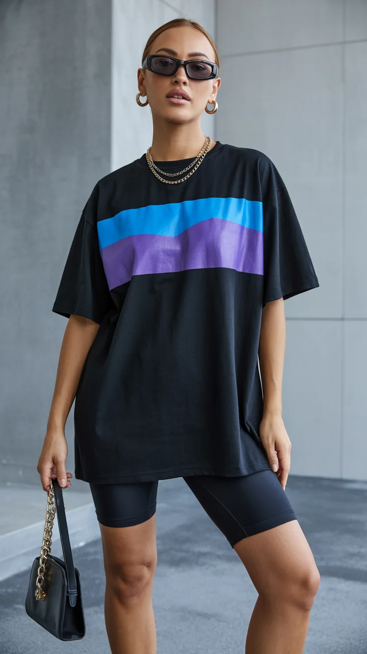 casual summer t-shirt outfit for women 2026 Oversized Street Style with Athletic Influence