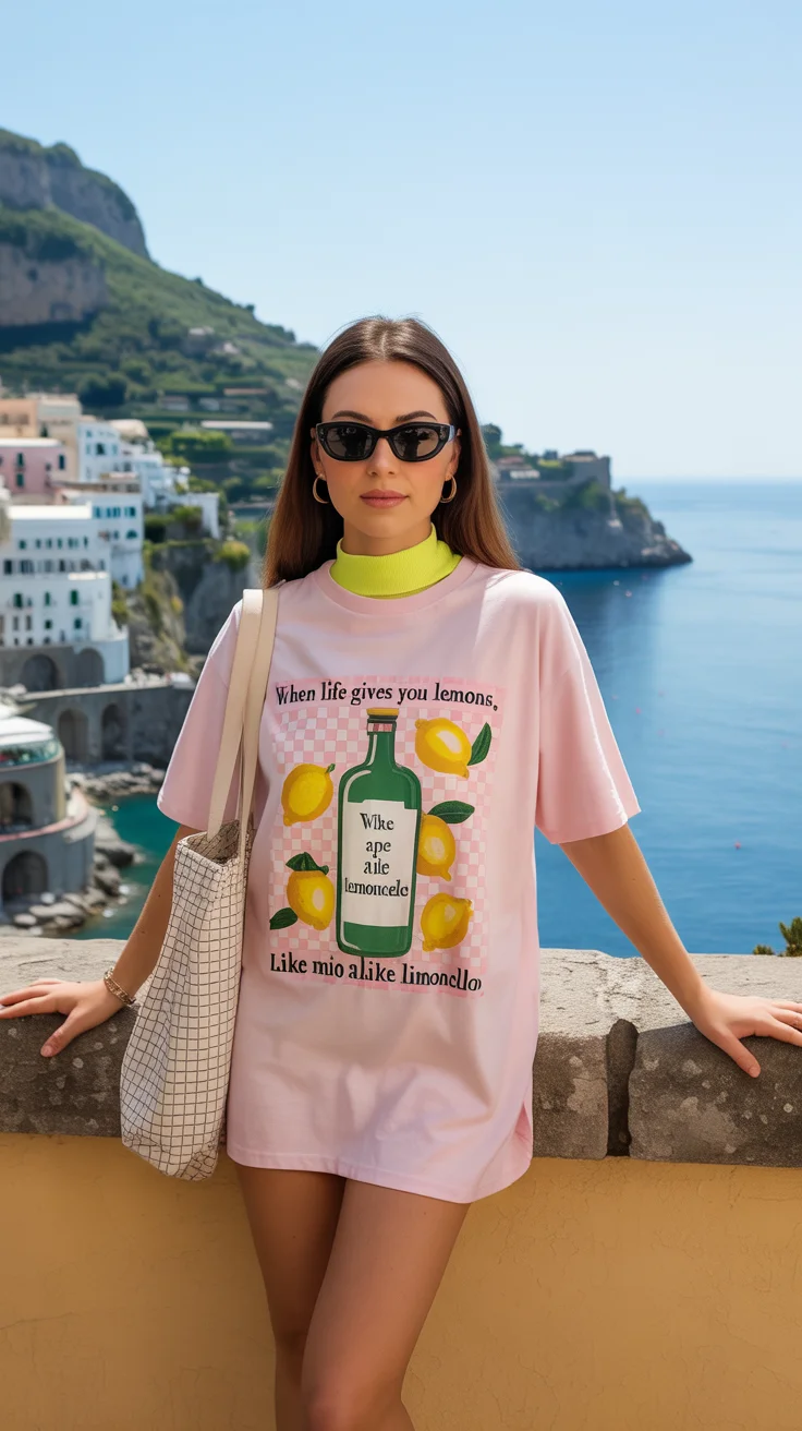 casual summer t-shirt outfit for women 2026 Vacation Graphics and Effortless Statement Styling