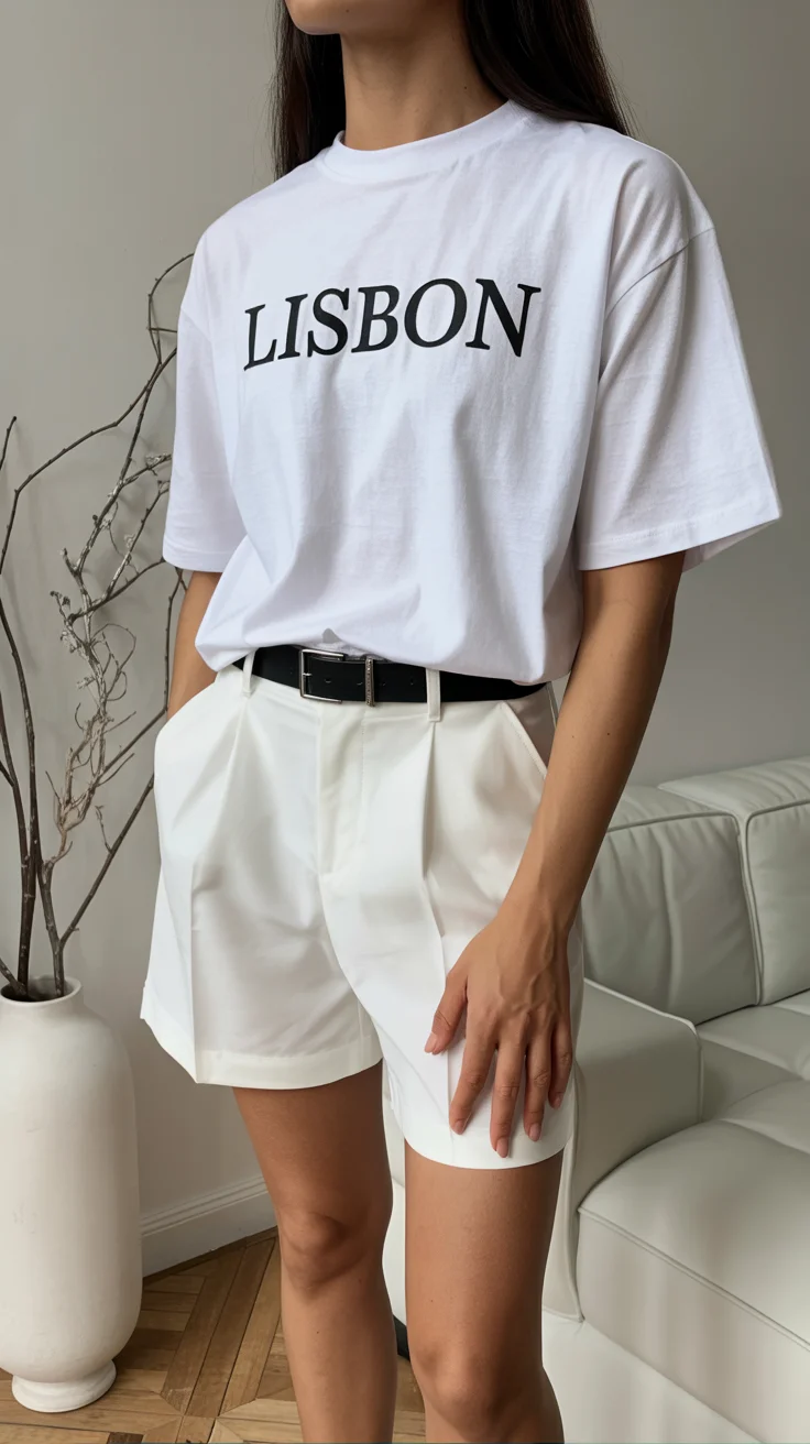 casual summer t-shirt outfit for women 2026 Typography Tee and Crisp Summer Tailoring