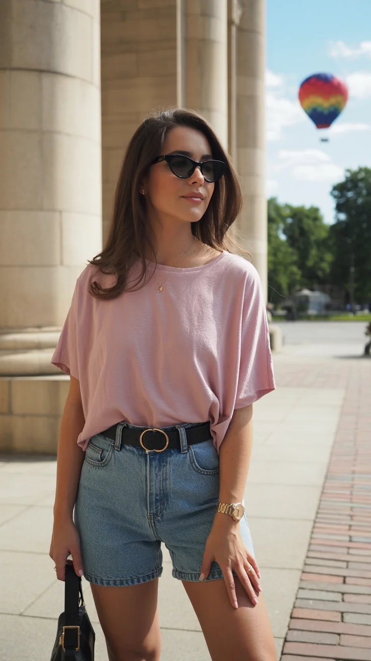 casual summer t-shirt outfit for women 2026 Blush Tones and Everyday Denim Ease
