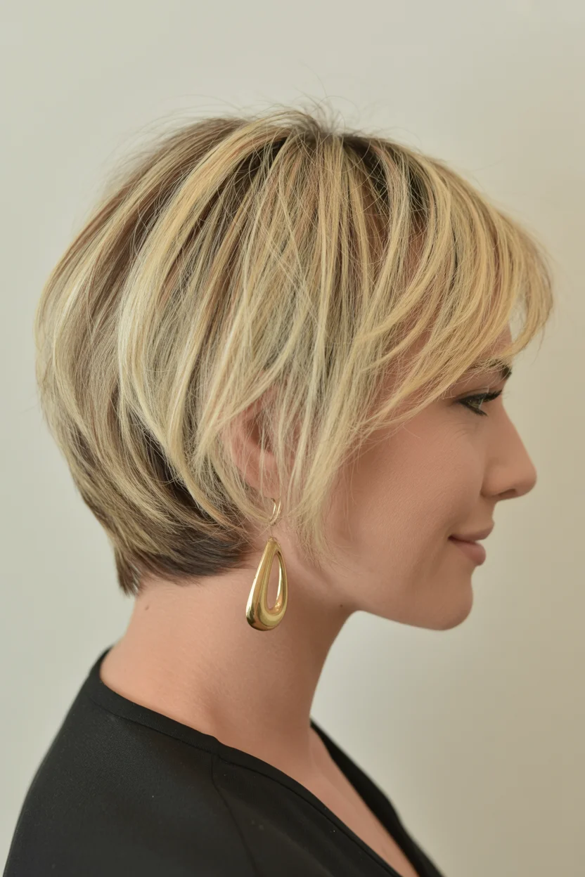 cute summer bixie haircut 2026 Soft Blonde Bixie with Feathered Movement