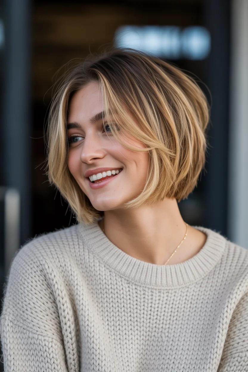 cute summer bixie haircut 2026 Sunlit Blonde Bixie with Soft Curtain Layers