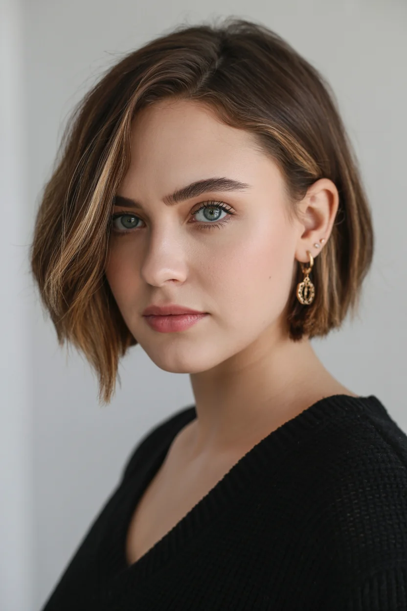 cute summer bixie haircut 2026 Chic Brunette Bixie with Sleek Side Sweep