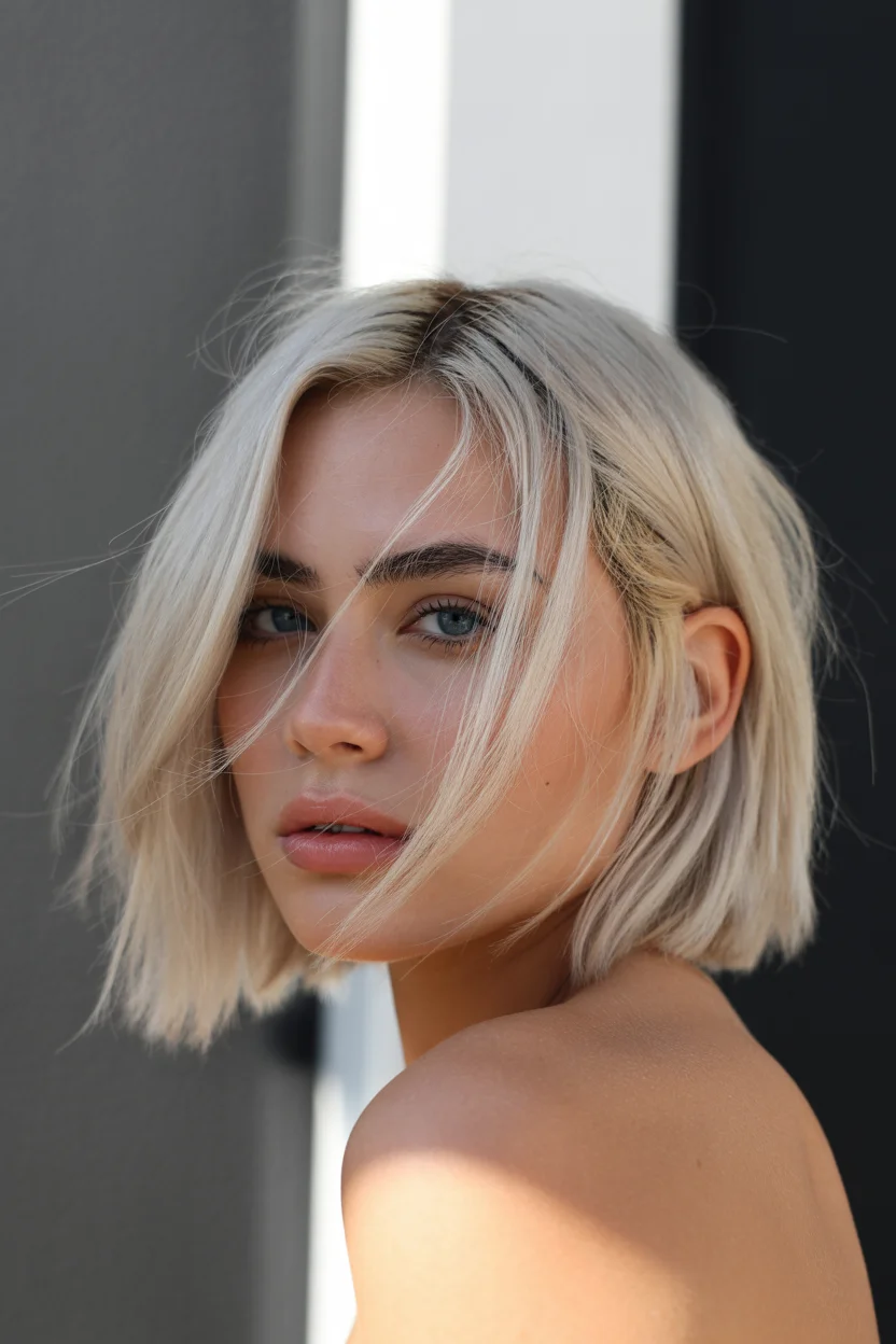 cute summer short haircuts 2026 Cool Blonde Micro Bob with Airy Texture