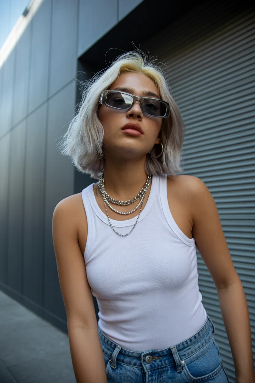 cute summer short haircuts 2026 Soft Platinum Bob with Urban Cool Finish