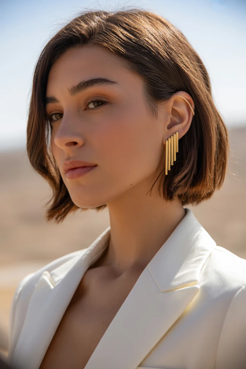 cute summer short haircuts 2026 Minimalist Straight Bob with Sunlit Precision