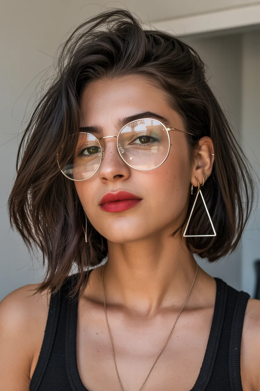 cute summer short haircuts 2026 Soft Italian Bob with Statement Accessories