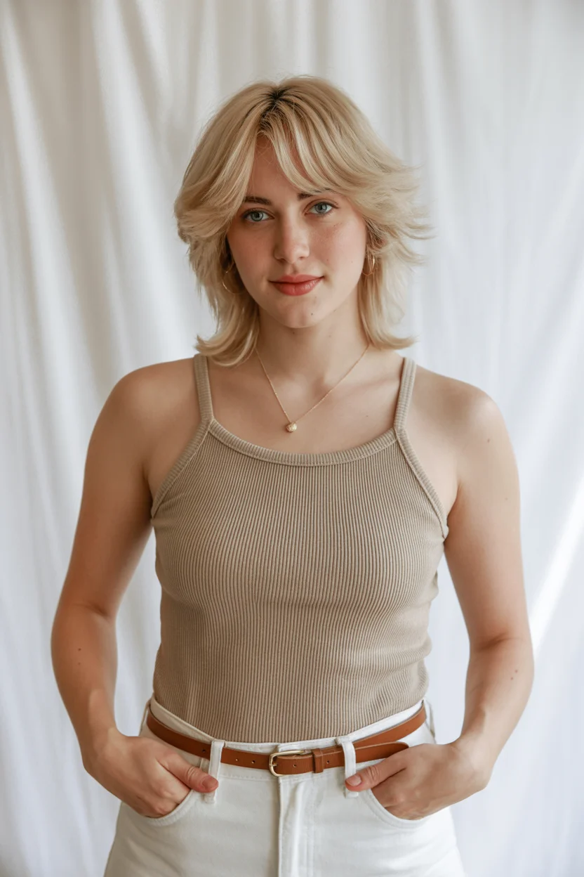 edgy summer wolf cut 2026 Soft Blonde Wolf with Airy Fringe Energy