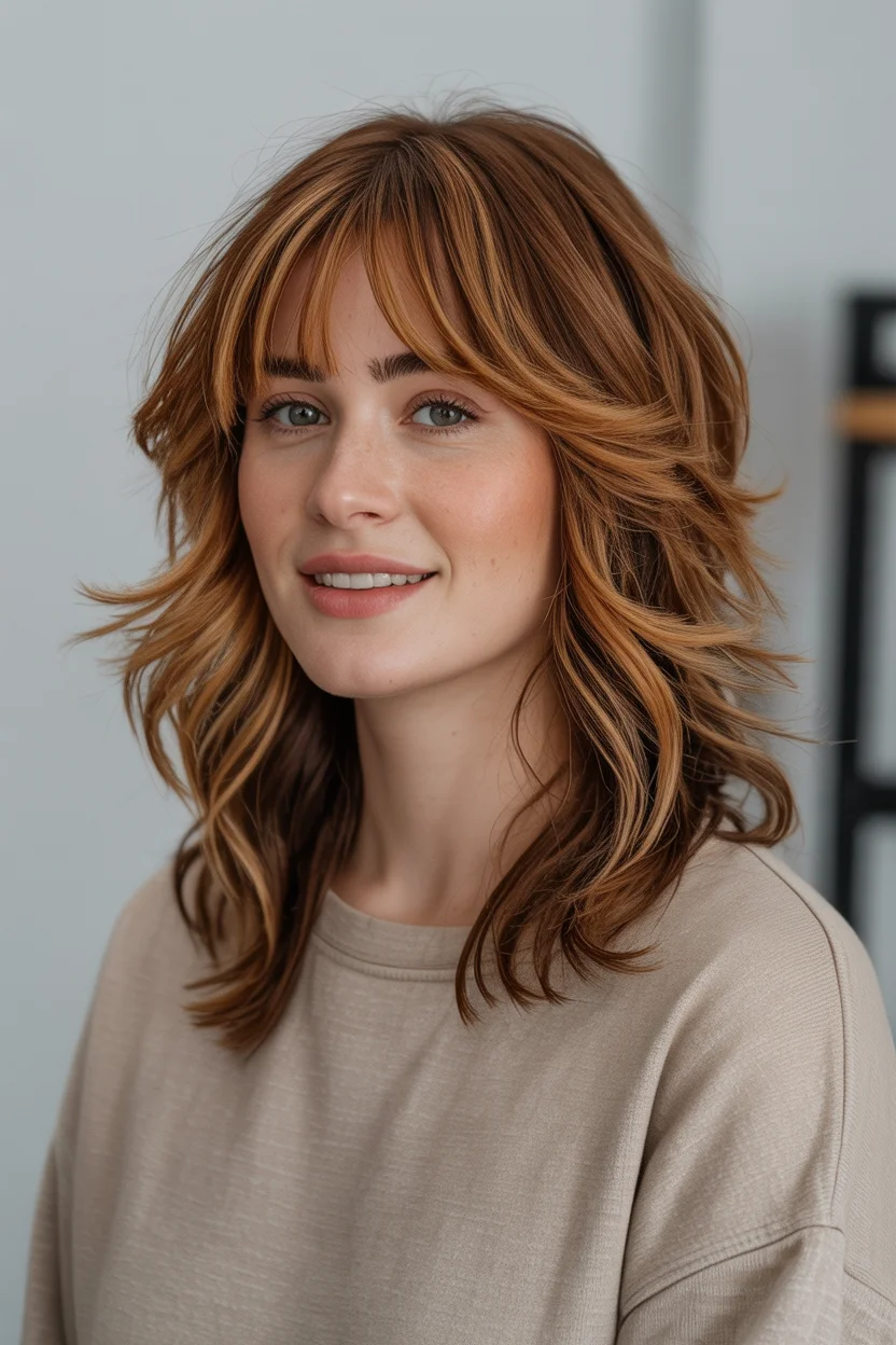 edgy summer wolf cut 2026 Warm Copper Wolf with Sunlit Dimension