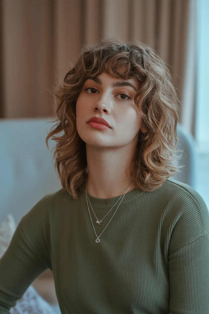 edgy summer wolf cut 2026 Curly Wolf Revival with Soft Retro Bangs