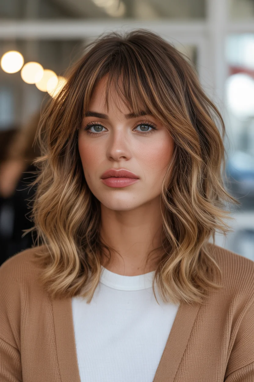 face-framing summer haircuts with bangs 2026 Textured Mid-Length Cut with Air-Dried Fringe