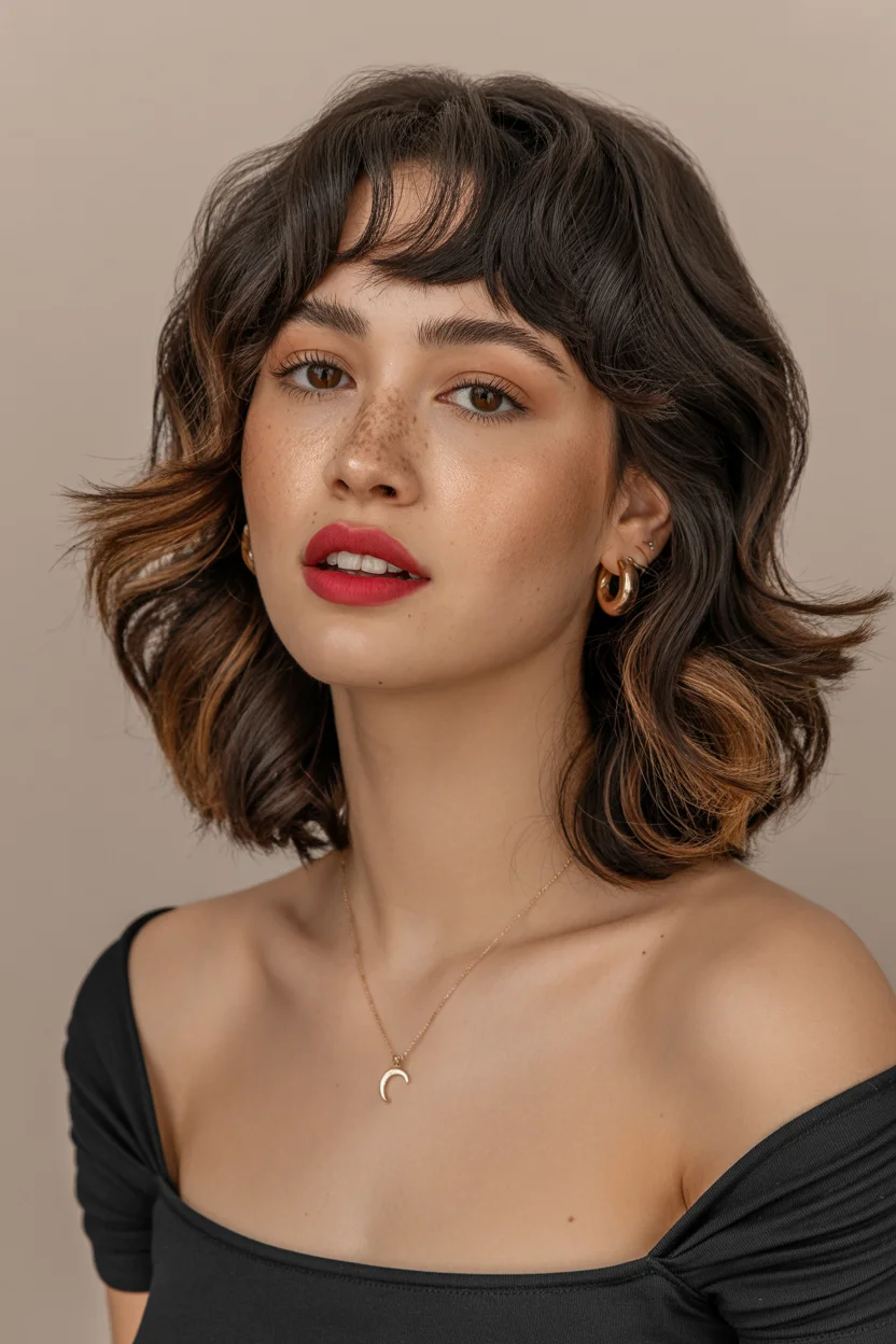 face-framing summer haircuts with bangs 2026 Soft Textured Bob with Micro Fringe and Lived-In Movement
