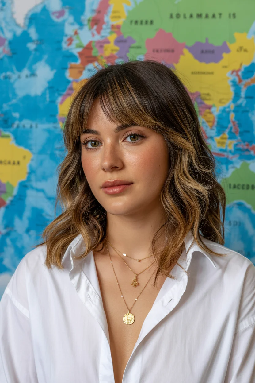 face-framing summer haircuts with bangs 2026 Textured Lob with Micro-Lift Fringe