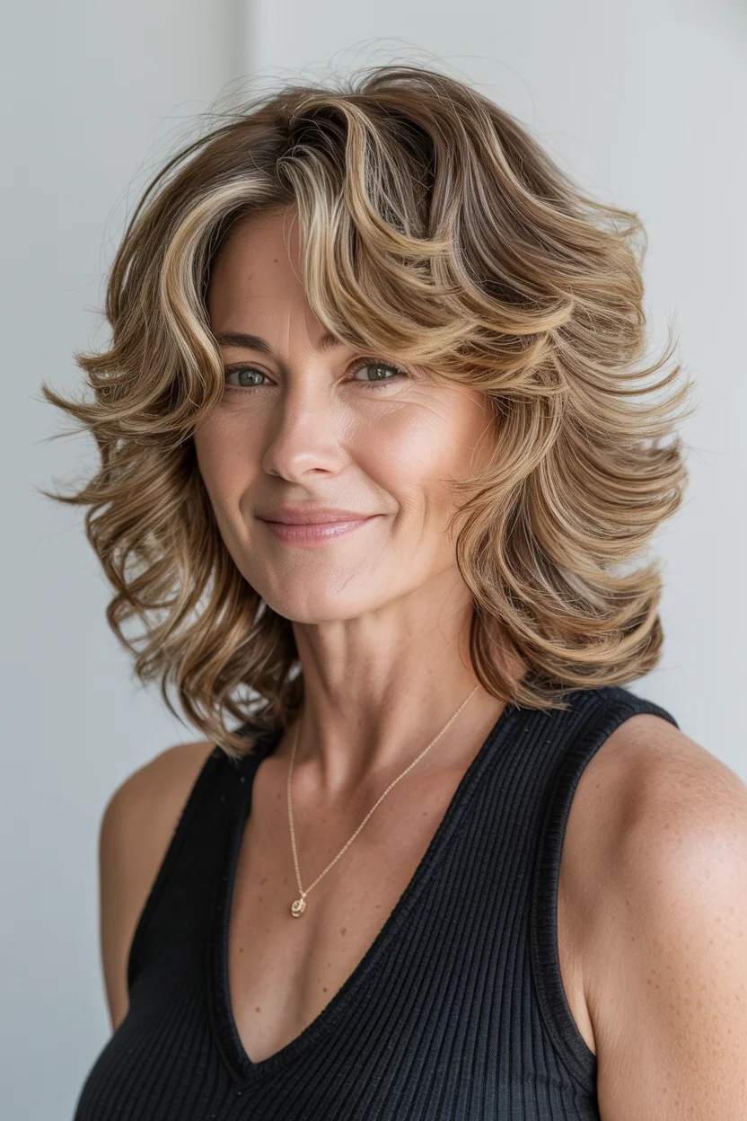 flattering summer haircuts for women over 50 2026 Voluminous Mid Length Layers With Face Framing Lift