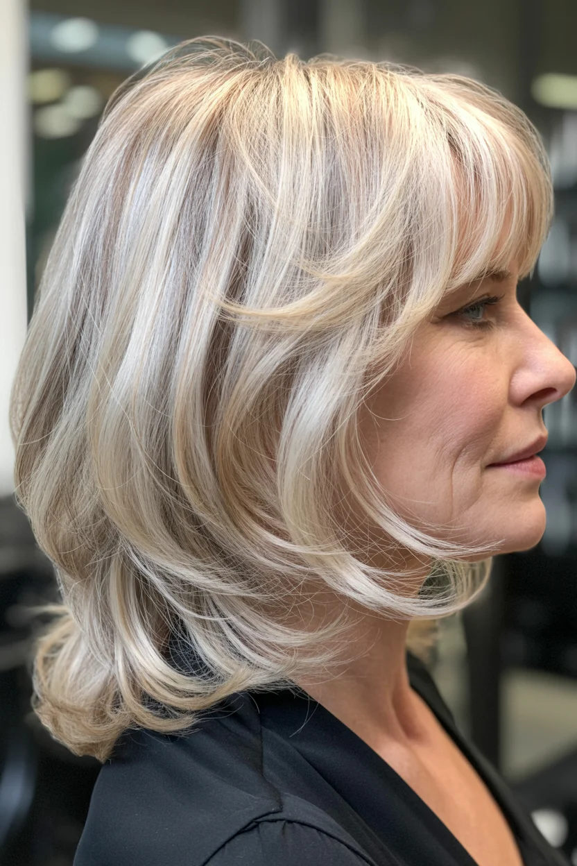 flattering summer haircuts for women over 60 2026 Soft Feathered Layers That Move With You, Not Against You