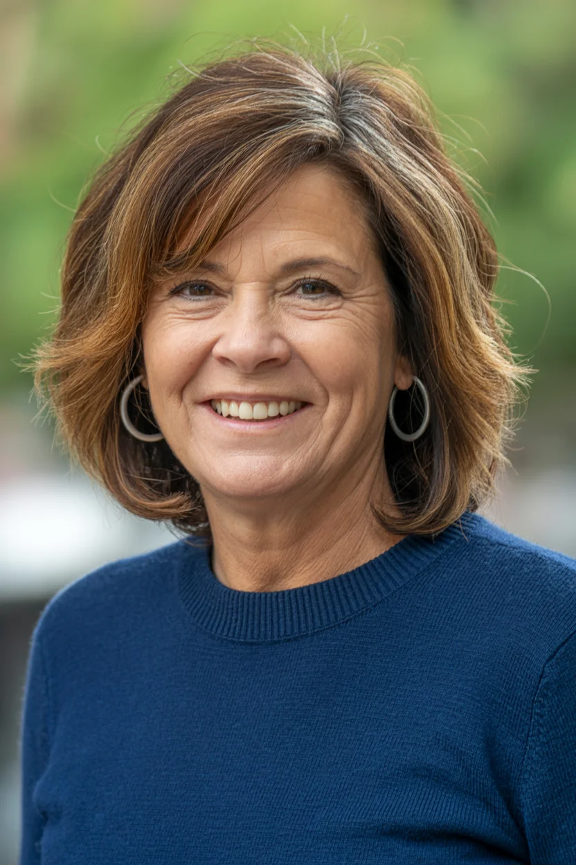 flattering summer haircuts for women over 60 2026 Soft Brunette Layers With Natural Summer Ease