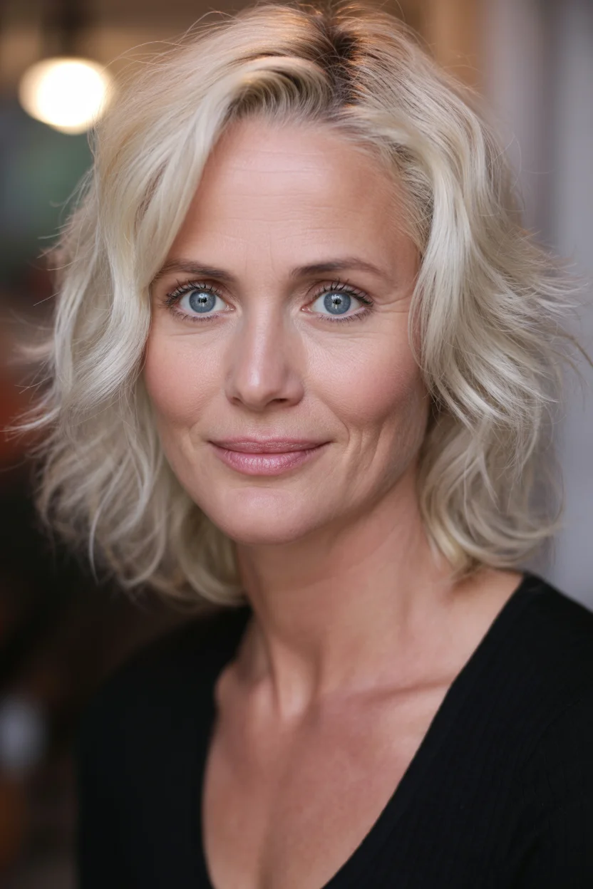 flattering summer haircuts for women over 60 2026 Soft Wavy Blonde Bob With Natural Texture