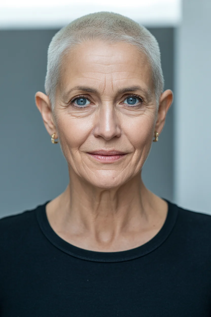 flattering summer haircuts for women over 60 2026 The Ultra-Short Silver Buzz That Redefines Everything