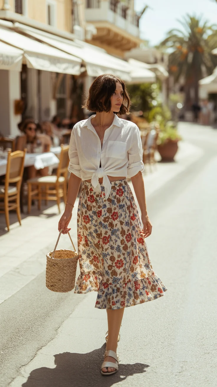 floral summer skirt outfits 2026 vintage inspired florals with mediterranean mood