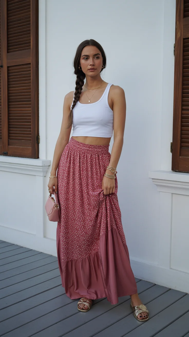 floral summer skirt outfits 2026 easy pink florals and everyday lightness