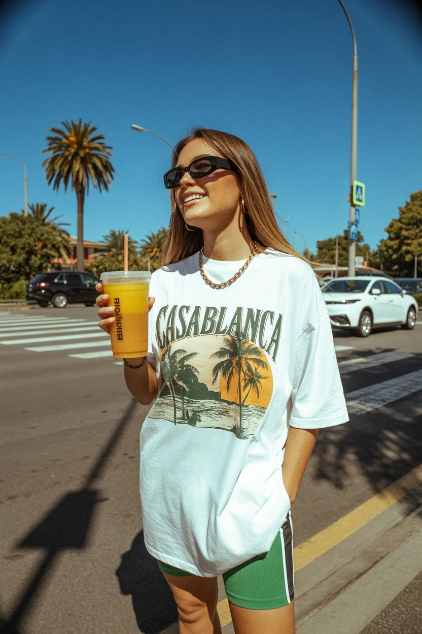 hot summer heat wave outfits 2026 Oversized Tees and Sporty Layers for City Heat