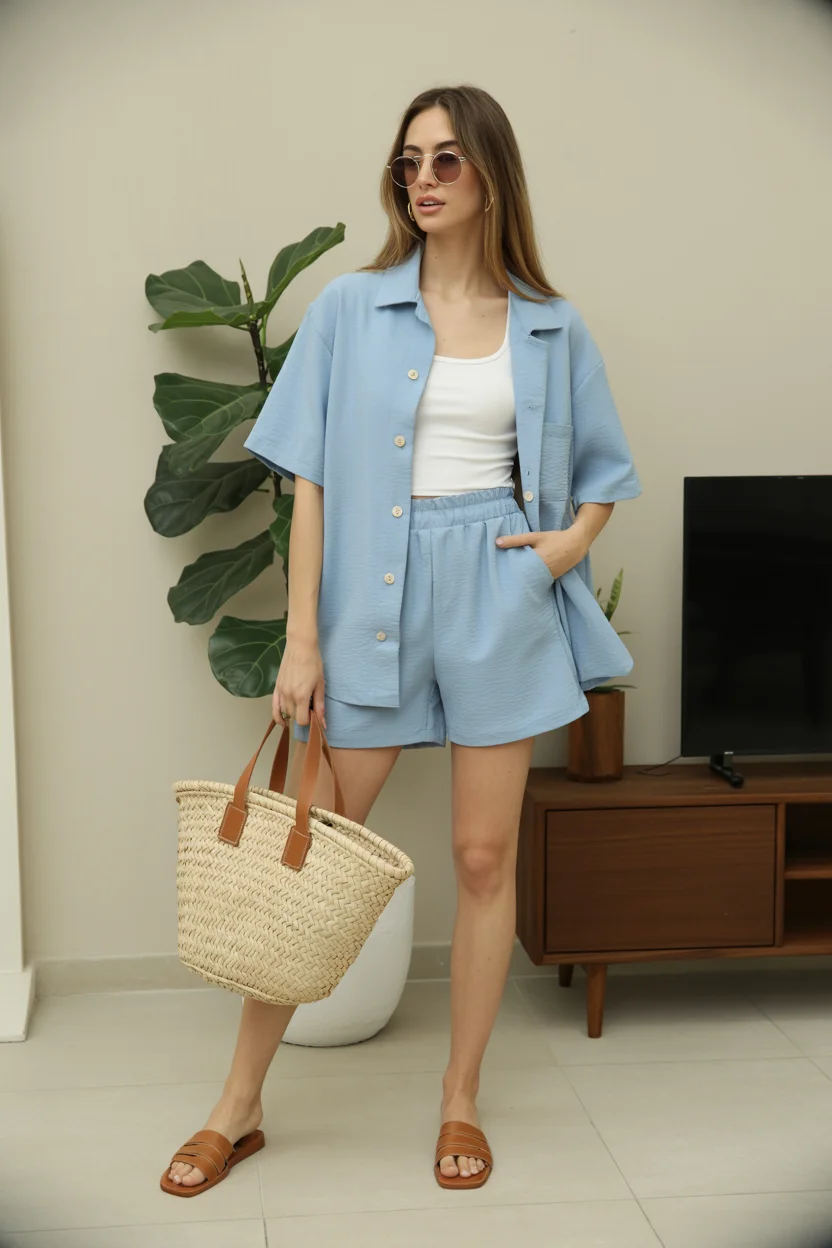 hot summer heat wave outfits 2026 Soft Blue Sets That Feel Like a Breeze