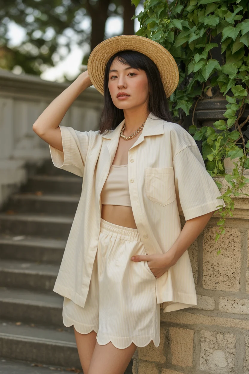 hot summer heat wave outfits 2026 Monochrome Linen Moments with a Touch of Vintage