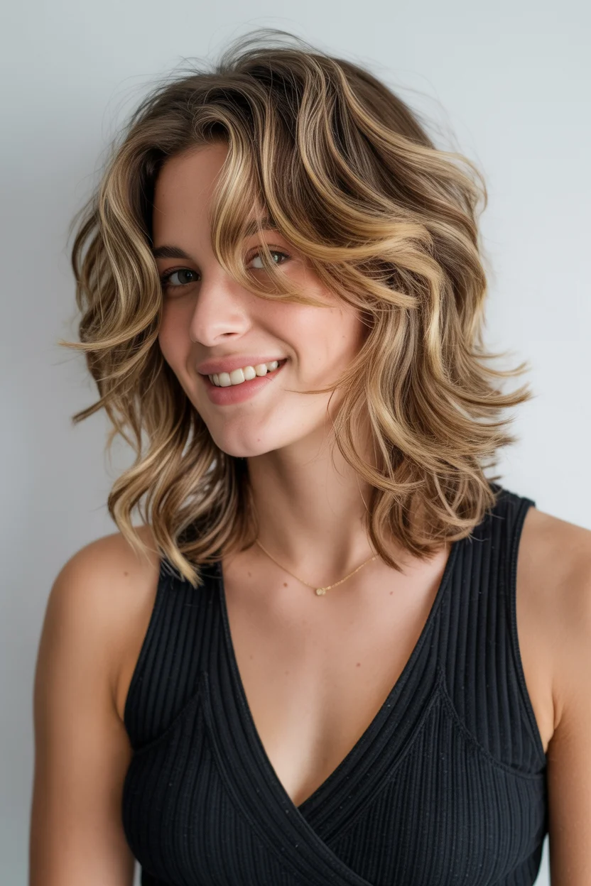 layered summer haircuts for fuller faces 2026 Soft Airy Layers with Sunlit Dimension