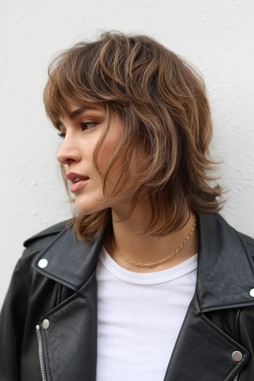 layered summer haircuts for fuller faces 2026 Edgy Layered Shag with Piecey Ends