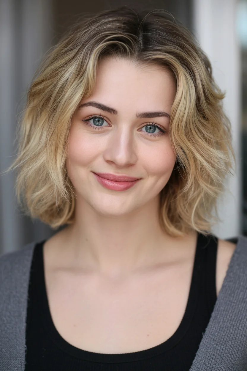 layered summer haircuts for fuller faces 2026 Short Textured Waves with Natural Body