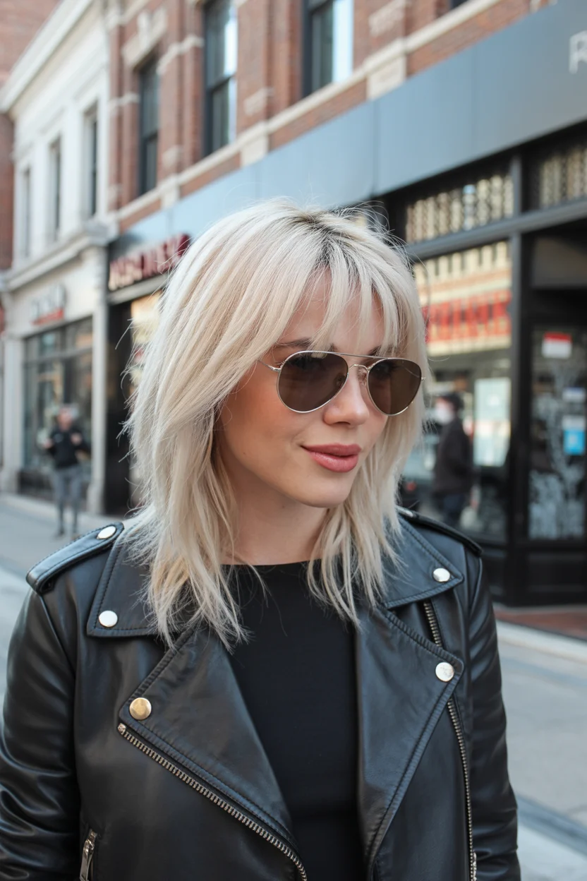 layered summer haircuts for thin fine hair 2026 Edgy Platinum Shag with Urban Texture