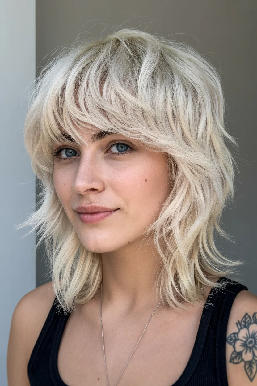layered summer haircuts for thin fine hair 2026 Soft Shag Bob with Airy Blonde Layers