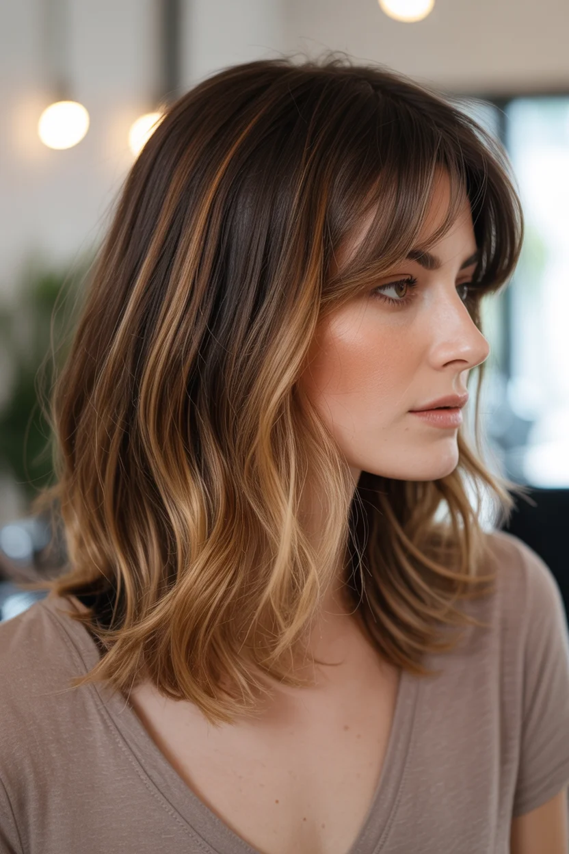 layered summer haircuts for thin fine hair 2026 Wavy Lob with Lived-In Balayage Contrast