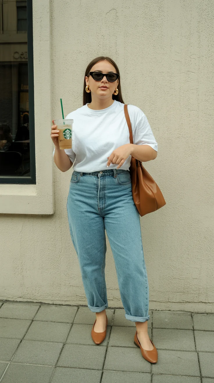 midsize outfits for women summer 2026 That Effortless White Tee and Vintage Denim Mood