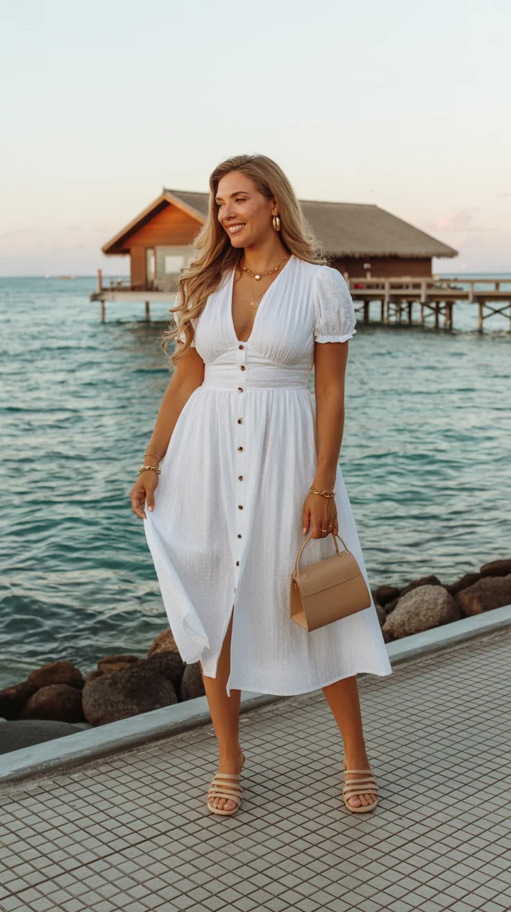 midsize outfits for women summer 2026 Romantic White Dress That Feels Like a Getaway