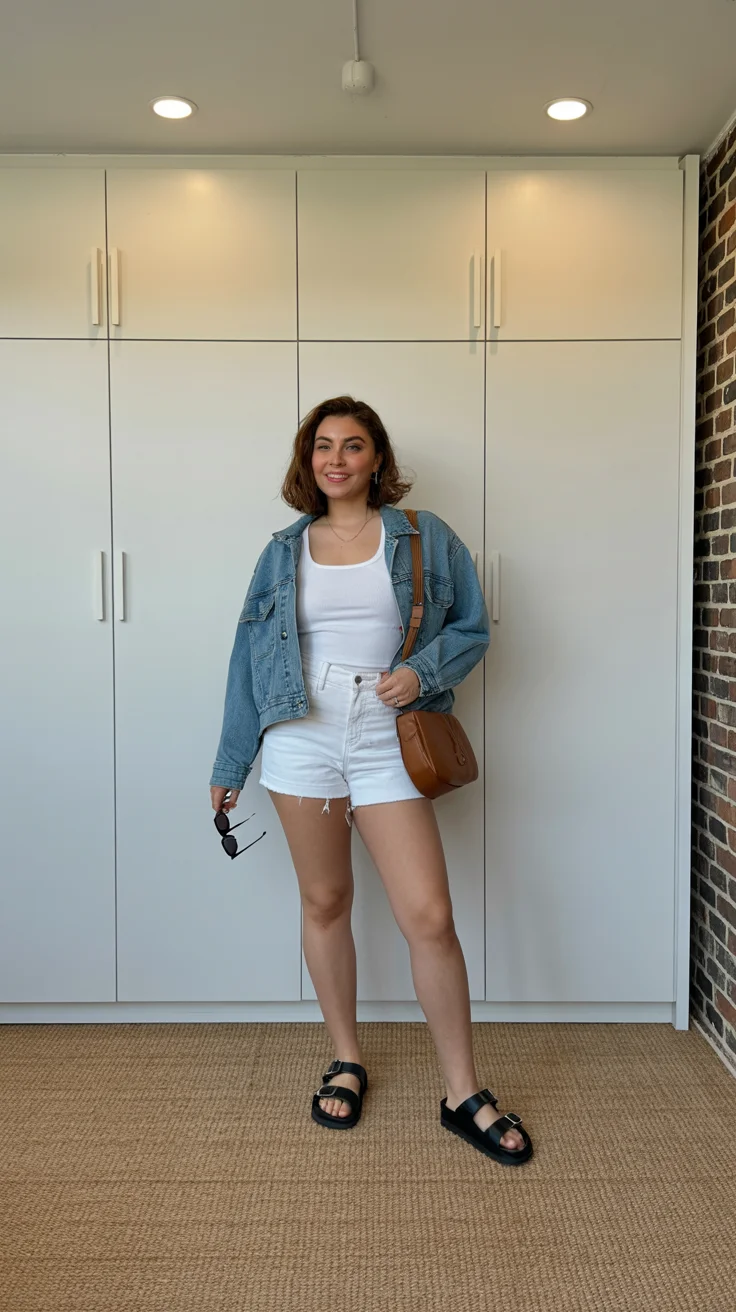 midsize outfits for women summer 2026 White on White with a Denim Twist