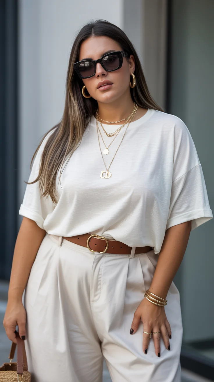 Plus Size Summer Outfits For Women 2026 Neutral Layers and Gold Accents - Elevated Everyday Essentials