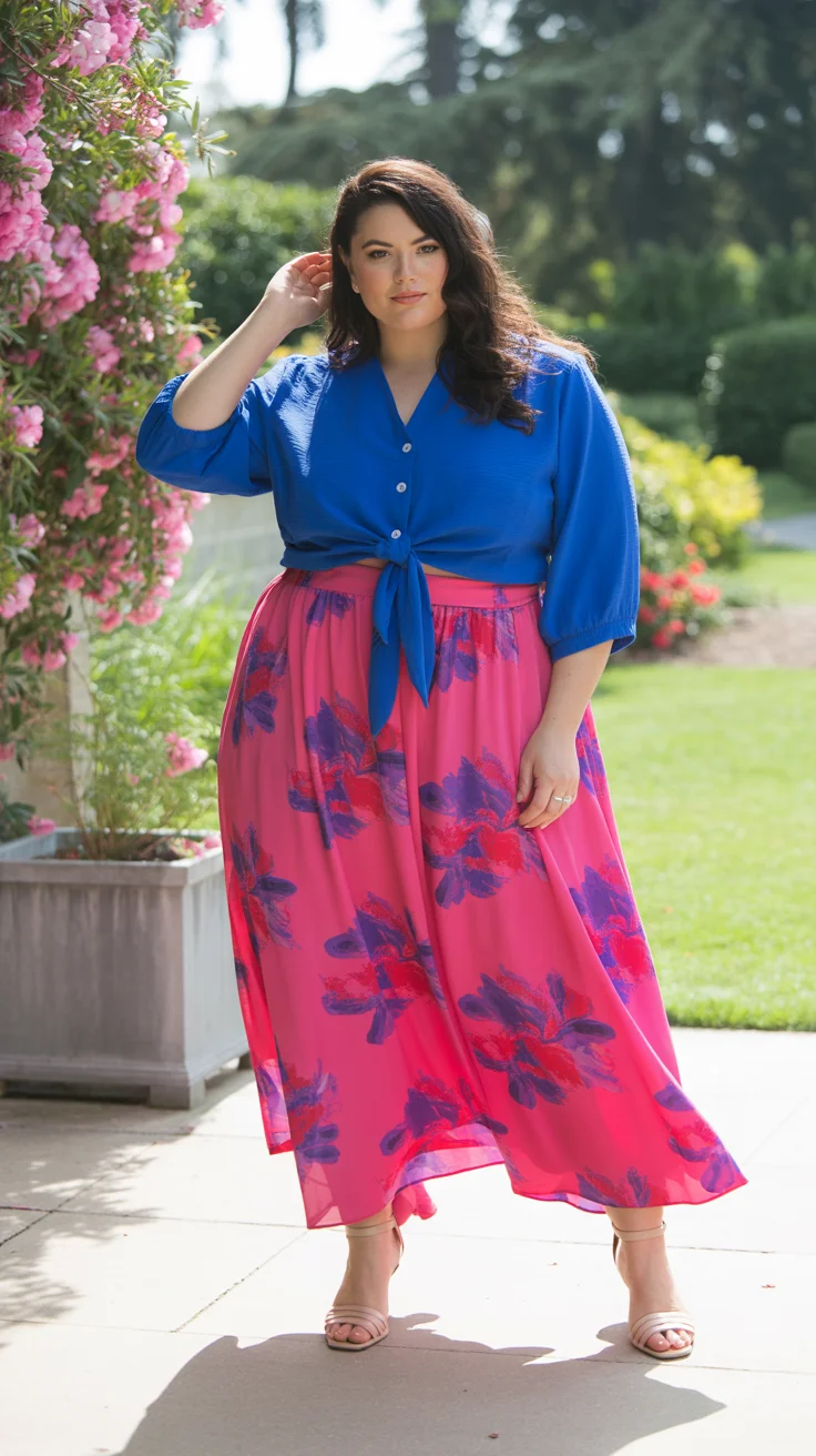 Plus Size Summer Outfits For Women 2026 Bold Color Pairing and Feminine Flow - The Statement Skirt Moment