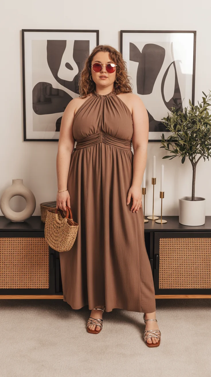 Plus Size Summer Outfits For Women 2026 Warm Neutrals and Bare Shoulders - Elevated Minimalism