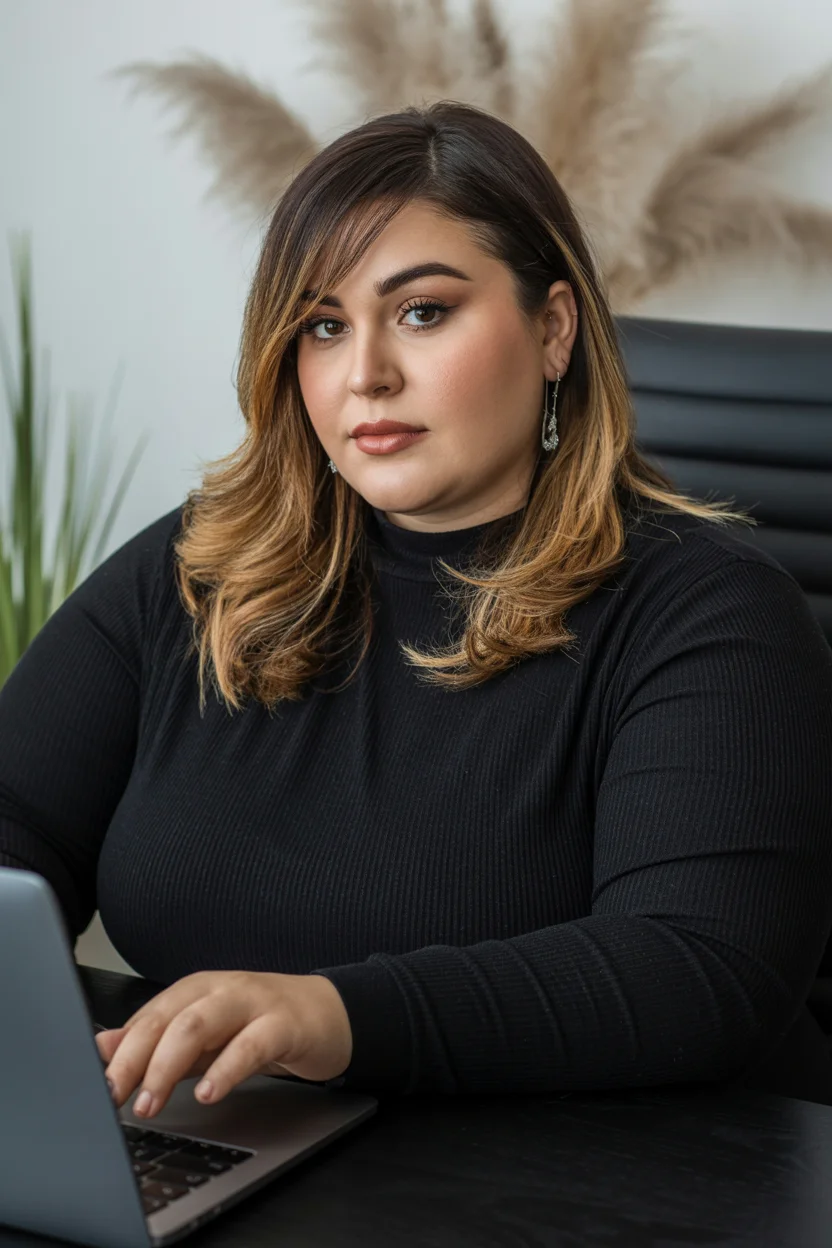 slimming summer haircuts for plus size women 2026 Side-Parted Lob with Soft Waves